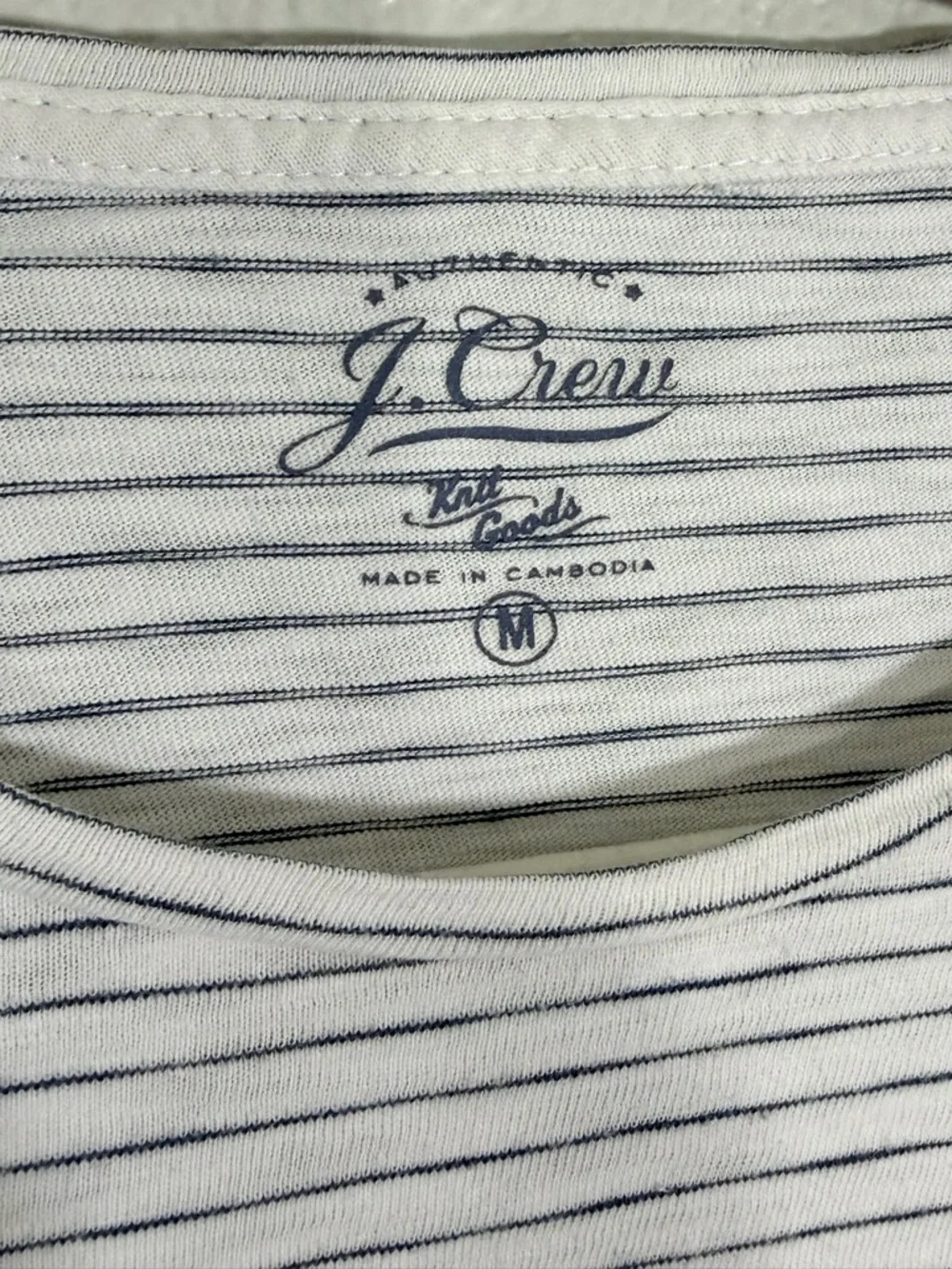 J. Crew Shirt Long-Sleeve Tee Stripe White Black 100% Cotton Knit Top Women M